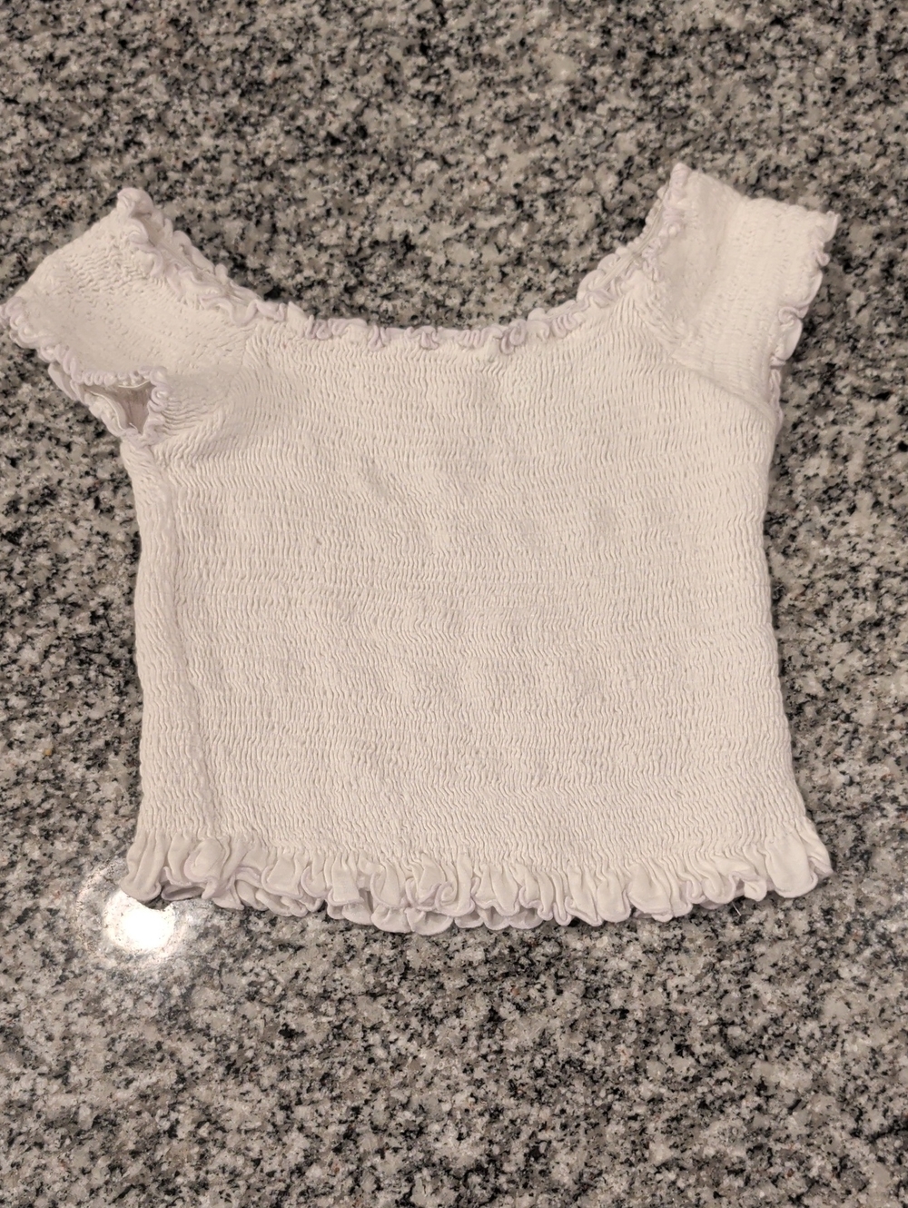 Flowers by Zoe White Smocked Ruffle Crop Top